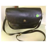 PIERE CARDIN BLACK LEATHER FLAP SHOULDER BAG