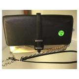 COACH BLACK/GOLD CLUTCH W/SHOULDER STRAP