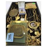 TRAY OF FASHION JEWELRY, BUCKLES & MORE