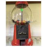 VINTAGE METAL & GLASS BUBBLE GUM MACHINE