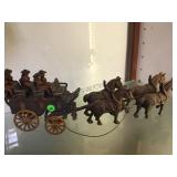 VINTAGE CAST IRON HORSE DRAWN CARRIAGE WITH PEOPLE