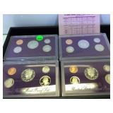 4 SETS OF U.S. MINT PROOF SETS,1991,92,93