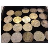 TRAY OF MORGAN & PEACE SILVER DOLLARS, 20XMONEY TRAY OF MORGAN & PEACE SILVER DOLLARS, 20XMONEY