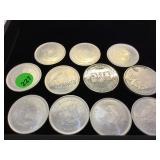 TRAY OF .999 SILVER ROUNDS, 11XMONEY TRAY OF .999 SILVER ROUNDS, 11XMONEY