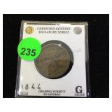 1844 BRAIDED HAIR LIBERTY LARGE CENT 1844 BRAIDED HAIR LIBERTY LARGE CENT