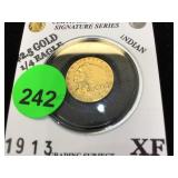1913 $2.5 GOLD 1/4 EAGLE, INDIAN HEAD 1913 $2.5 GOLD 1/4 EAGLE, INDIAN HEAD