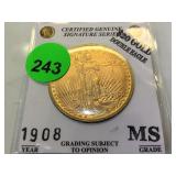 1908 $20 GOLD DOUBLE EAGLE 1908 $20 GOLD DOUBLE EAGLE