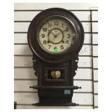 ANTIQUE WALL CLOCK, 'CM', 22' TALL ANTIQUE WALL CLOCK, 'CM', 22' TALL