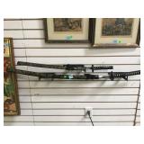 PAIR OF DECORATIVE SAMURAI SWORDS WITH SHEATHS PAIR OF DECORATIVE SAMURAI SWORDS WITH SHEATHS