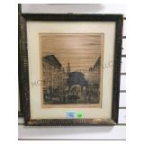 FRAMED ANTIQUE WOOD BLOCK PRINT ,OLD LONDON 1793