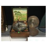ANTIQUE KALIOPE DISC MUSIC BOX WITH ORIGINAL DISCS ANTIQUE KALIOPE DISC MUSIC BOX WITH ORIGINAL DISCS