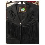 'BARNEY'S LEATHER'BLACK LEATHER FRINGED VEST, 'BARNEY'S LEATHER'BLACK LEATHER FRINGED VEST,
