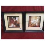 PAIR OF FRAMED & MATTED "SEATED WOMAN" PRINTS