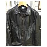 DIAMOND PLATE BLACK LEATHER FRINGED JACKET