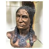 PLASTER? BUST OF NATIVE AMERICAN, 19" TALL