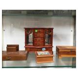 SHELF LOT OF WOODEN JEWELRY BOXES