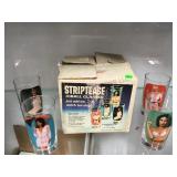 VINTAGE SET OF STRIPTEASE HIBALL GLASSES VINTAGE SET OF STRIPTEASE HIBALL GLASSES