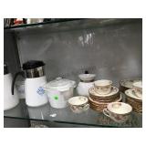 2 SHELF LOT OF CORNING WARE & ALFRED MEAKIN CHINA 2 SHELF LOT OF CORNING WARE & ALFRED MEAKIN CHINA