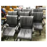 8 BLACK LEATHER OFFICE CHAIRS 8 BLACK LEATHER OFFICE CHAIRS