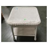 WHITE WICKER END TABLE WHITE WICKER END TABLE