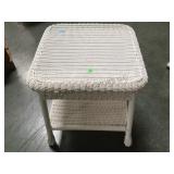 WHITE  WICKER END TABLE