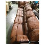 BROWN LEATHER SECTIONAL COUCH