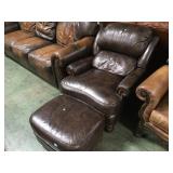 BRADINGTON YOUNG LEATHER RECLINER & OTTOMAN