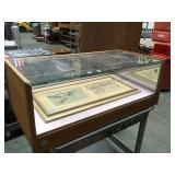 TABLE TOP DISPLAY CASE WITH SWORD PICTURE