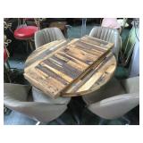 RETRO TABLE & 4 SWIVEL CHAIRS, 1 EXTENSION RETRO TABLE & 4 SWIVEL CHAIRS, 1 EXTENSION
