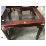 WOOD BASED GLASS TOPED END TABLE WOOD BASED GLASS TOPED END TABLE