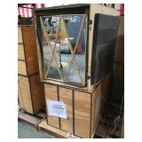 PAIR OF MIRRORED OBELISK BASES WITH CRATES PAIR OF MIRRORED OBELISK BASES WITH CRATES