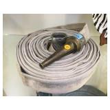 VINTAGE FIRE HOSE WITH NOZZLE VINTAGE FIRE HOSE WITH NOZZLE