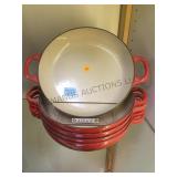 (5) LE CREUSET CASSEROLE PANS (5) LE CREUSET CASSEROLE PANS