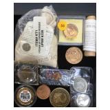 TRAY LOT, BAG OF 1 LB COPPER PENNIES, ROLL OF TRAY LOT, BAG OF 1 LB COPPER PENNIES, ROLL OF