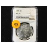 1885 S$1 MS64 MORGAN SILVER DOLLAR 1885 S$1 MS64 MORGAN SILVER DOLLAR