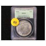 1900 PCGS MS64 GREEN LABEL MORGAN SILVER DOLLAR 1900 PCGS MS64 GREEN LABEL MORGAN SILVER DOLLAR
