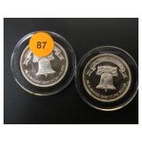 2 1985 LIBERTY SILVER ROUNDS 2 X THE MONEY 2 1985 LIBERTY SILVER ROUNDS 2 X THE MONEY