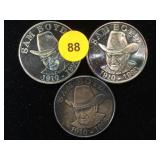 3 SAM BOYD .999 SILVER ROUNDS, (1 OZ EACH) 3 SAM BOYD .999 SILVER ROUNDS, (1 OZ EACH)