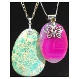 NECK OF STERLING CHAINS WITH SEA SEDIMENT JASPER& NECK OF STERLING CHAINS WITH SEA SEDIMENT JASPER&