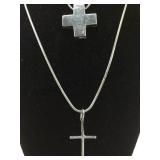 2 VINTAGE STERLING CHAINS WITH CROSS PENDANTS 2 VINTAGE STERLING CHAINS WITH CROSS PENDANTS