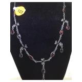 VINTAGE STERLING / GARNET TEARDROP NECKLACE VINTAGE STERLING / GARNET TEARDROP NECKLACE
