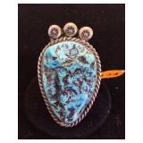 RARE OLD PAWN NAVAJO STERLING / TURQUOISE RING RARE OLD PAWN NAVAJO STERLING / TURQUOISE RING