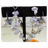 3 PIECE SET STERLING & PEARL BRACELET & EARRINGS 3 PIECE SET STERLING & PEARL BRACELET & EARRINGS
