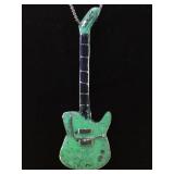 STERLING TURQUOISE & JET INLAY GUITAR NECKLACE STERLING TURQUOISE & JET INLAY GUITAR NECKLACE
