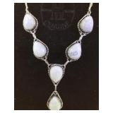 STERLING & RAINBOW MOONSTONE NECKLACE 17' STERLING & RAINBOW MOONSTONE NECKLACE 17'