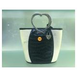 SMALL BLACK/CREAM BRIGHTON HAND BAG SMALL BLACK/CREAM BRIGHTON HAND BAG