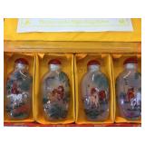 CHINESE REVERSE PAINTED SNUFF BOTTLE SET WITH BOX CHINESE REVERSE PAINTED SNUFF BOTTLE SET WITH BOX