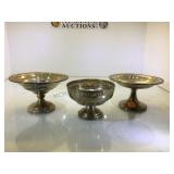 3 PIECE'S VINTAGE WEIGHTED STERLING CANDY DISHES 3 PIECE'S VINTAGE WEIGHTED STERLING CANDY DISHES