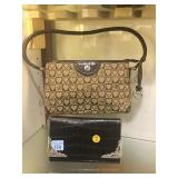 NYLON BRIGHTON HANDBAG & BLACK LEATHER CLUTCH NYLON BRIGHTON HANDBAG & BLACK LEATHER CLUTCH
