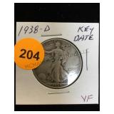 1938-D LIBERTY WALKING SILVER HALF DOLLAR 1938-D LIBERTY WALKING SILVER HALF DOLLAR